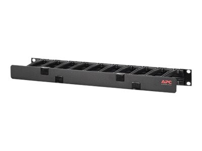 APC Horizontal Cable Manager Single-Sided with Cover - Rack cable management panel with cover - black - 2U - for P/N: SCL400RMJ1U, SCL500RMI1UC, SCL500RMI1UNC, SMTL1000RMI2UC, SMTL750RMI2UC